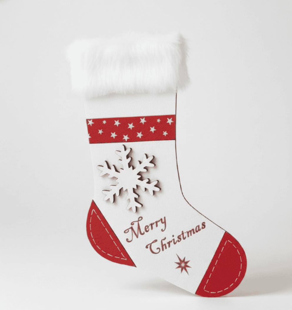 Wooden Santa Socks Christmas Hanging Ornament