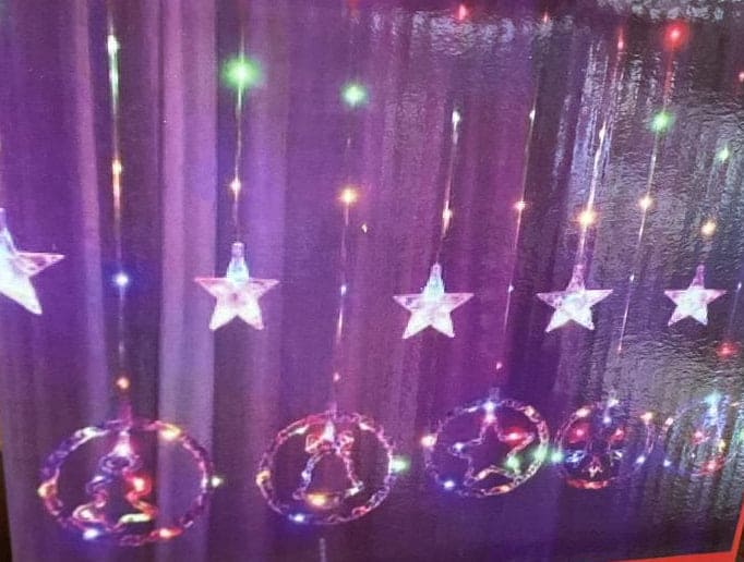 Stars and Moon LED String Lights,  Decor Curtain with Built-in Remote, 3m Length