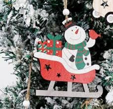 Christmas Snowman Slay Wooden Ornament