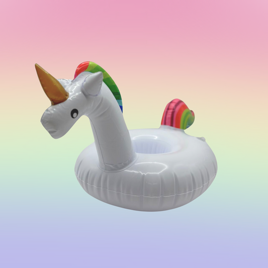 White Unicorn Inflatable Drink Holder Floatie