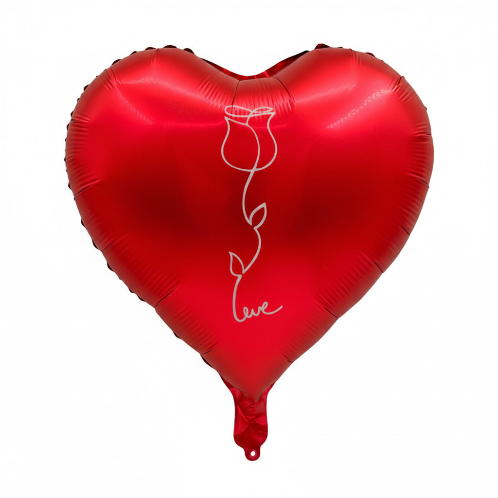 Red Heart Flower Foil Balloon