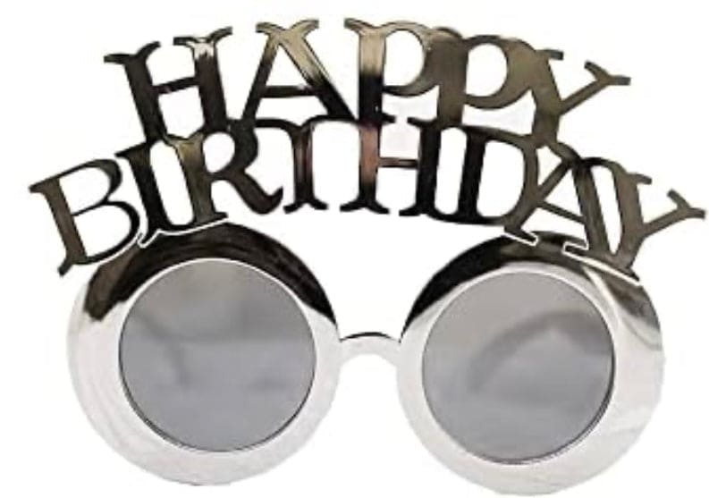 Silver Plastic Happy Birthday Glasses