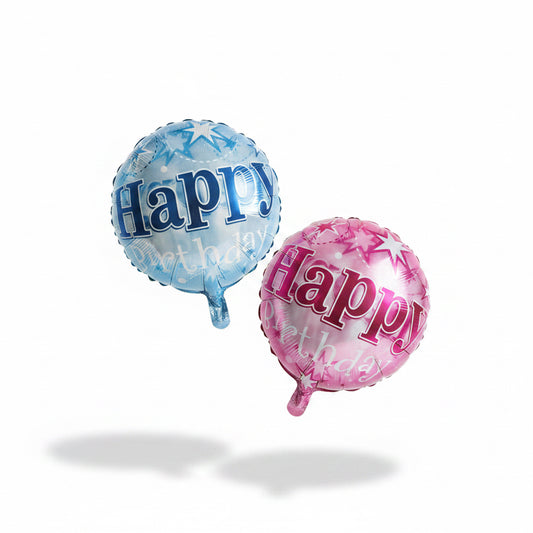 18 inch Happy Birthday Round Foil Balloon Pink/Blue