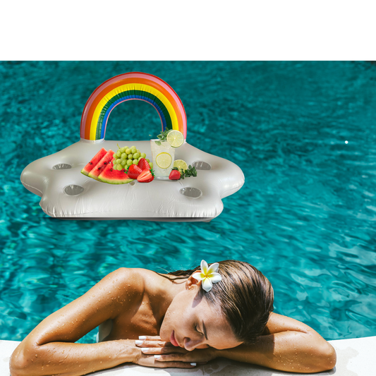 Inflatable Rainbow cloud Food and Drink Holder Floatie