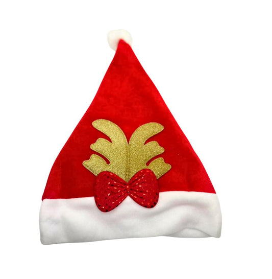 Christmas Gold Antler and Bow Santa Hat