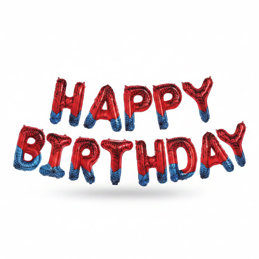 Red and Blue Happy Birthday Letter Balloons Set