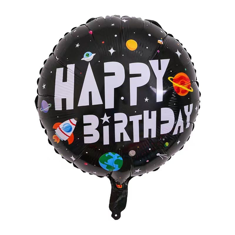 Happy Birthday Black Space Balloon