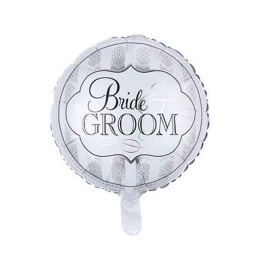 Bride and Groom White and Silver Balloon