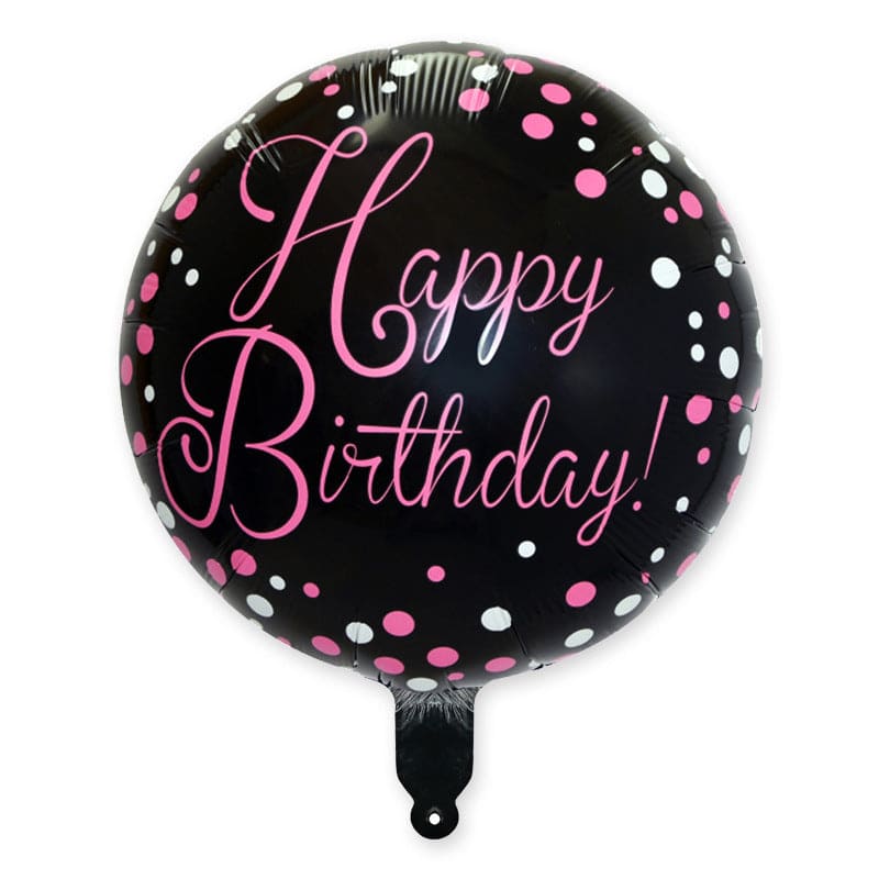 Happy Birthday Black and Pink Balloon