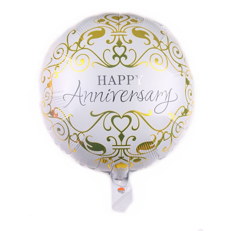 Happy Anniversary white and Gold Balloon