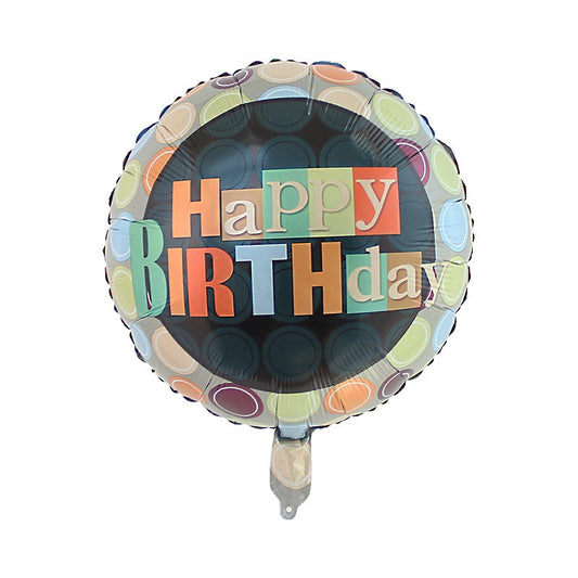 Black and Colored Happy Birthday Balloon