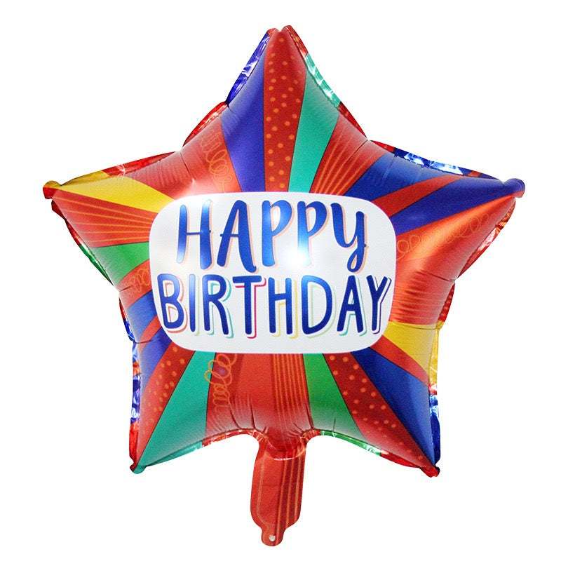 Multi Colored Happy Birthday Star Balloon