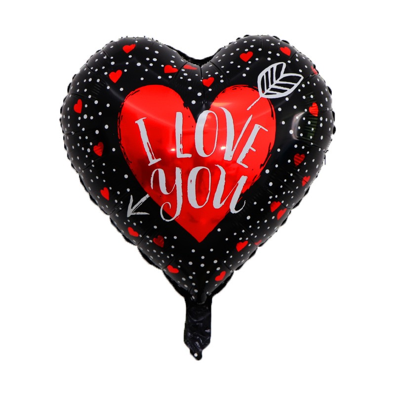 I Love You Black and Red Hear Balloon