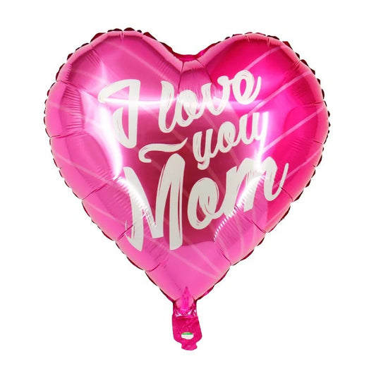 I Love You Mom Heart Pink Balloon