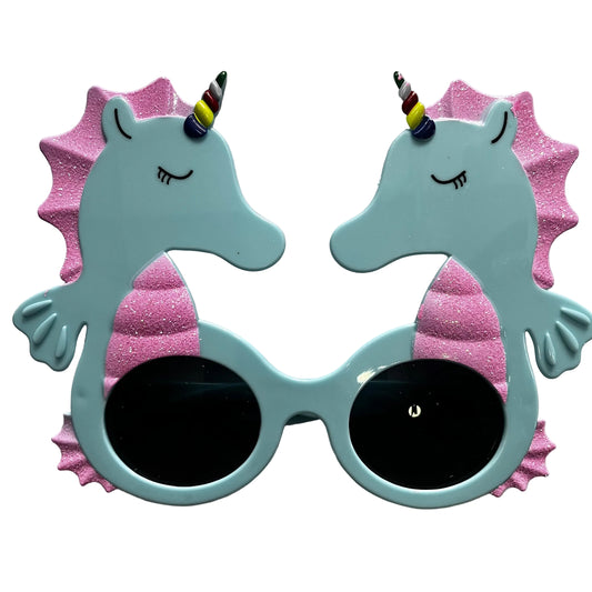 Seahorse Party Happy Birthday Blue Glasses