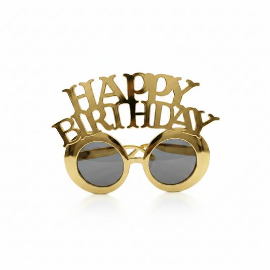 Gold Plastic Happy Birthday Glasses
