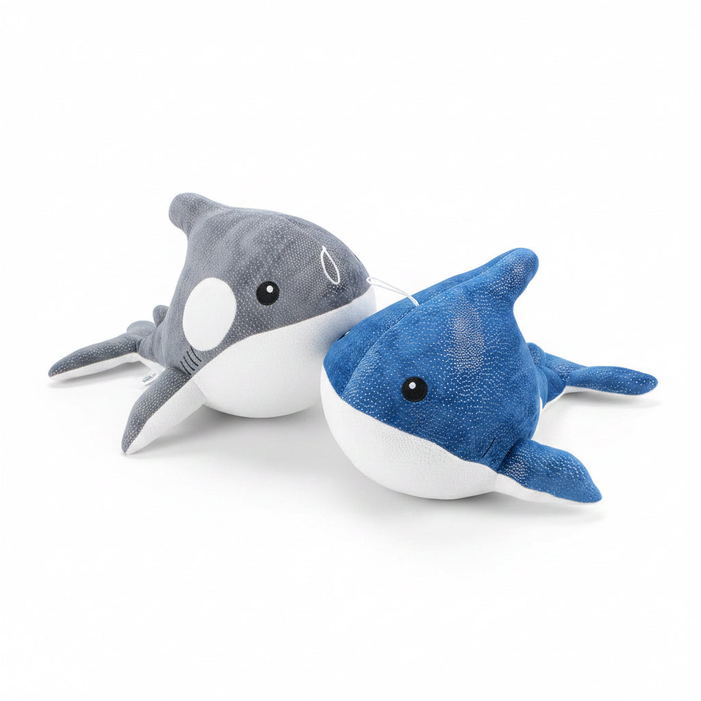 Whale Plush Toy 40cm Grey/Blue