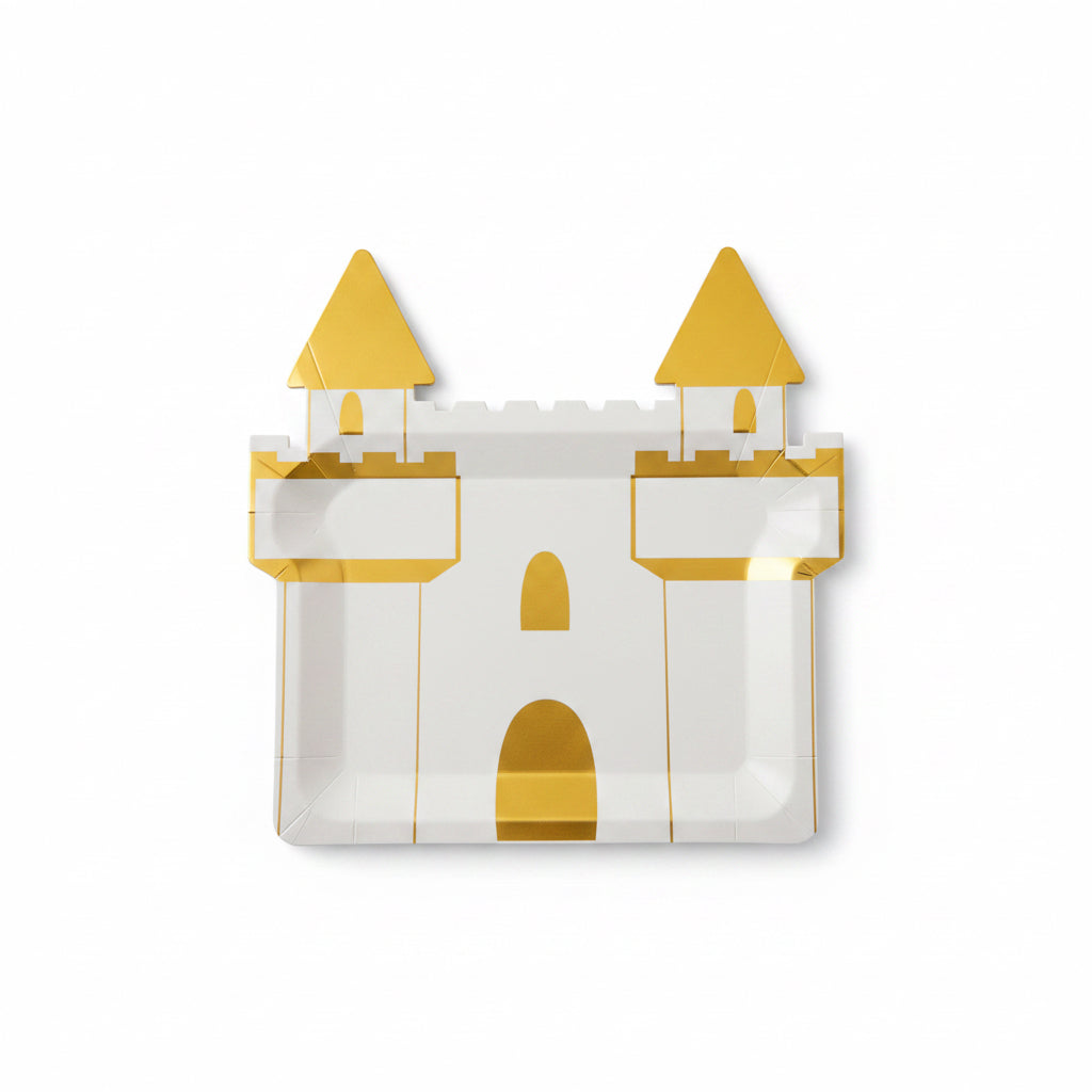 Gold Castle Shaped Paper Plate 9 Inch 8 Pieces