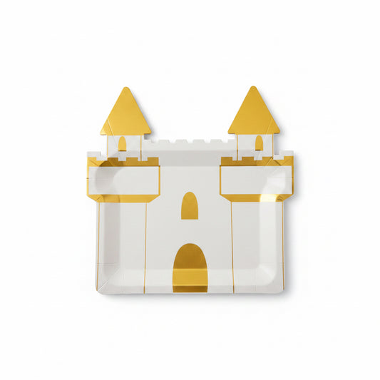 Gold Castle Shaped Paper Plate 9 Inch 8 Pieces