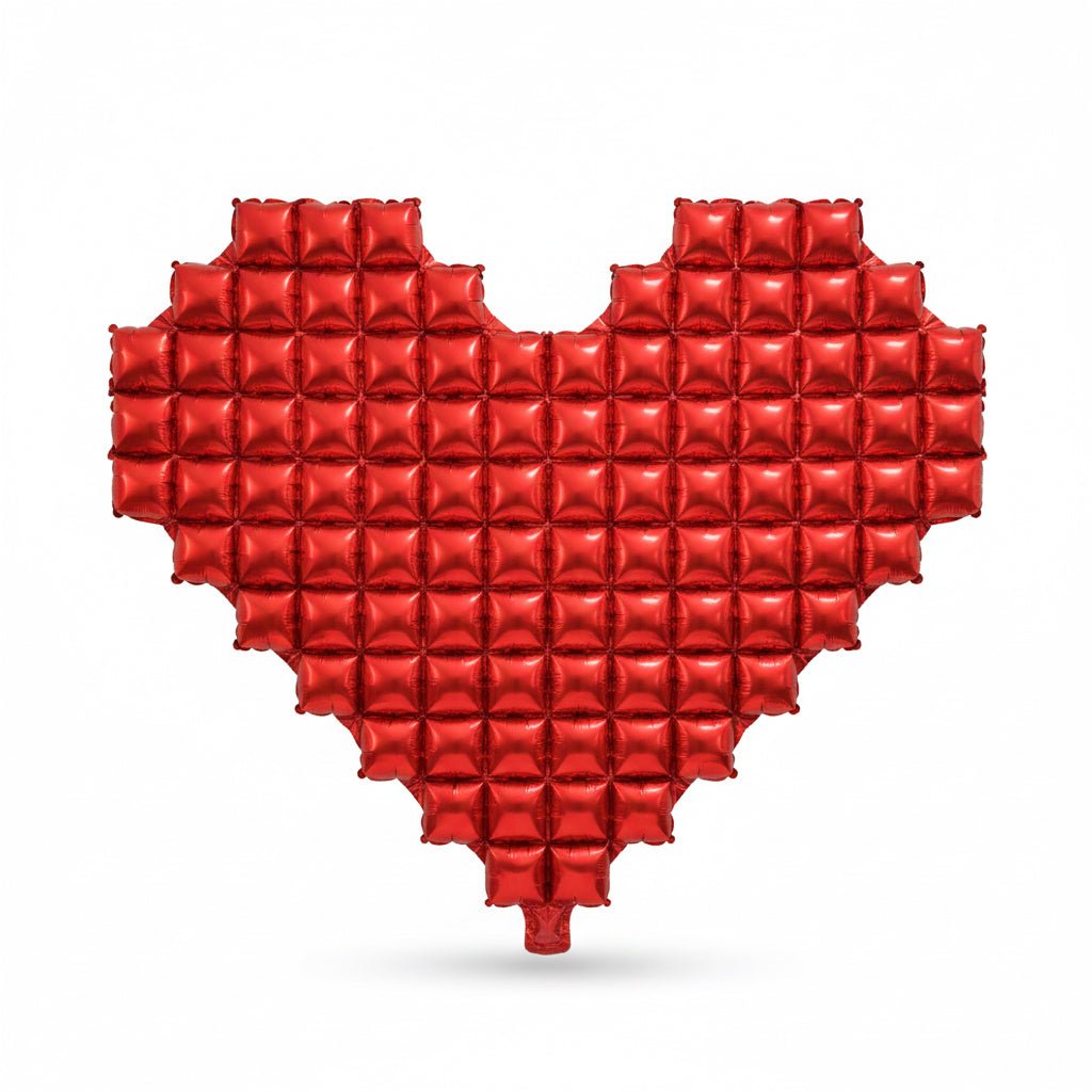 Red Heart Grid Foil Balloon