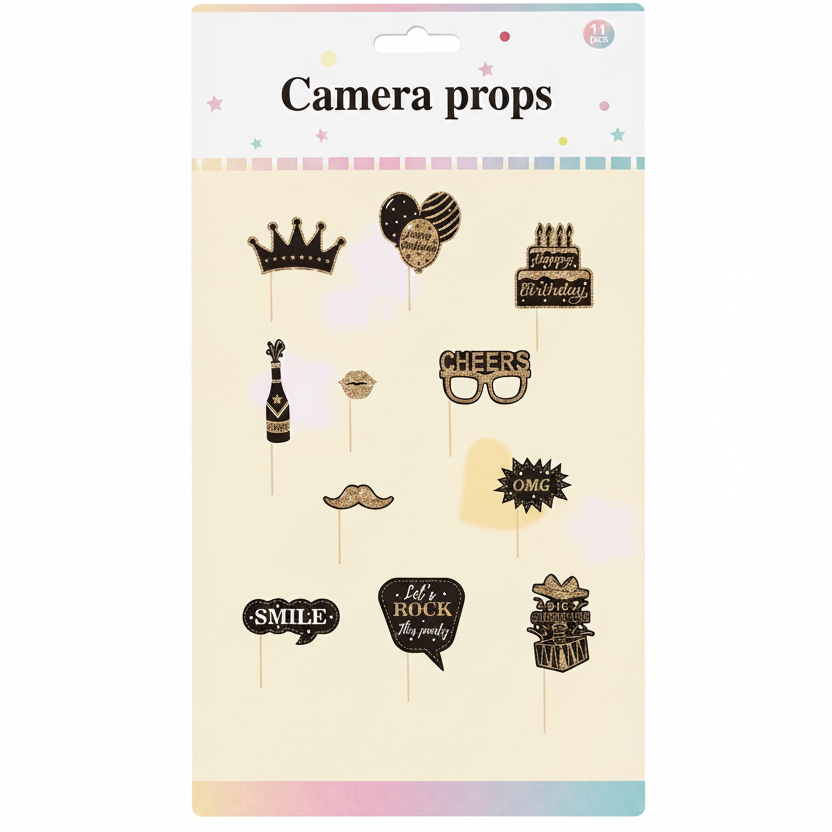 Cheers Glitter Birthday Camera Props Set 11 Pieces