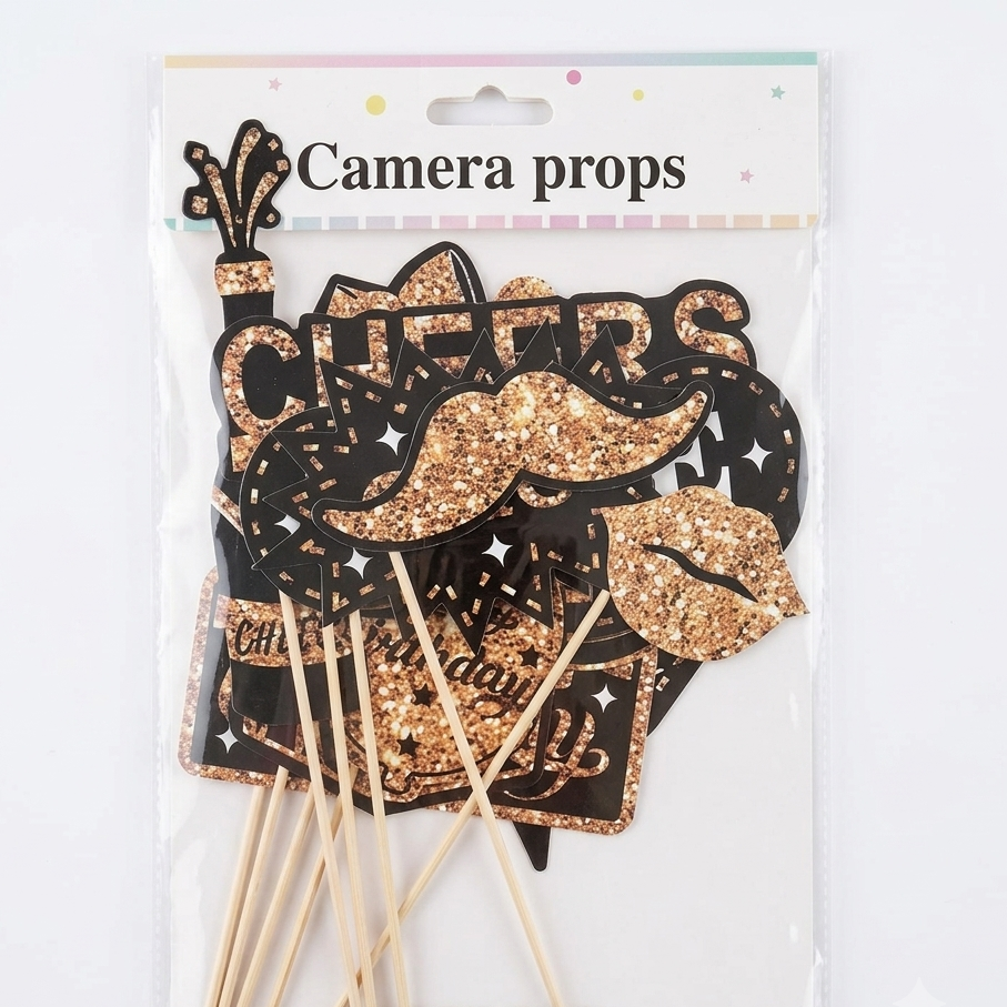 Cheers Glitter Birthday Camera Props Set 11 Pieces