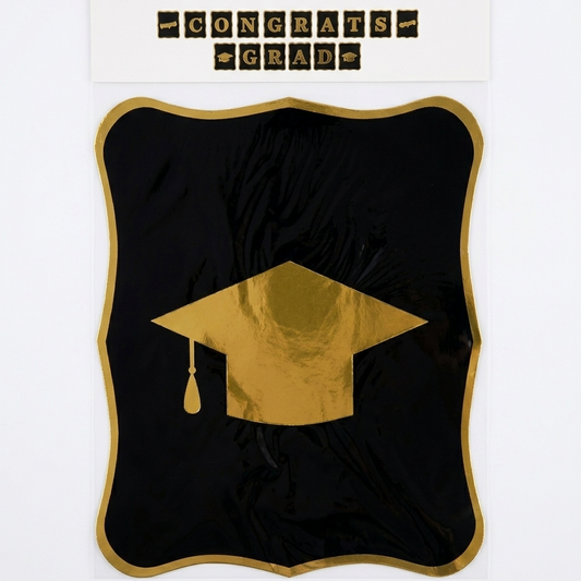 Graduation Paper Banner Black Gold