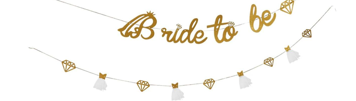 Bride to Be Glitter Banner with 3D Wedding Dress