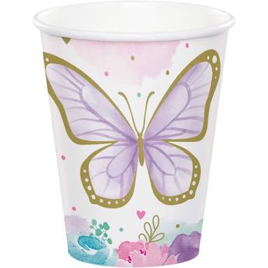 Butterfly Pink and Gold Crown Cups