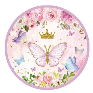 Butterfly Gold and Pink Crown Paper Plate