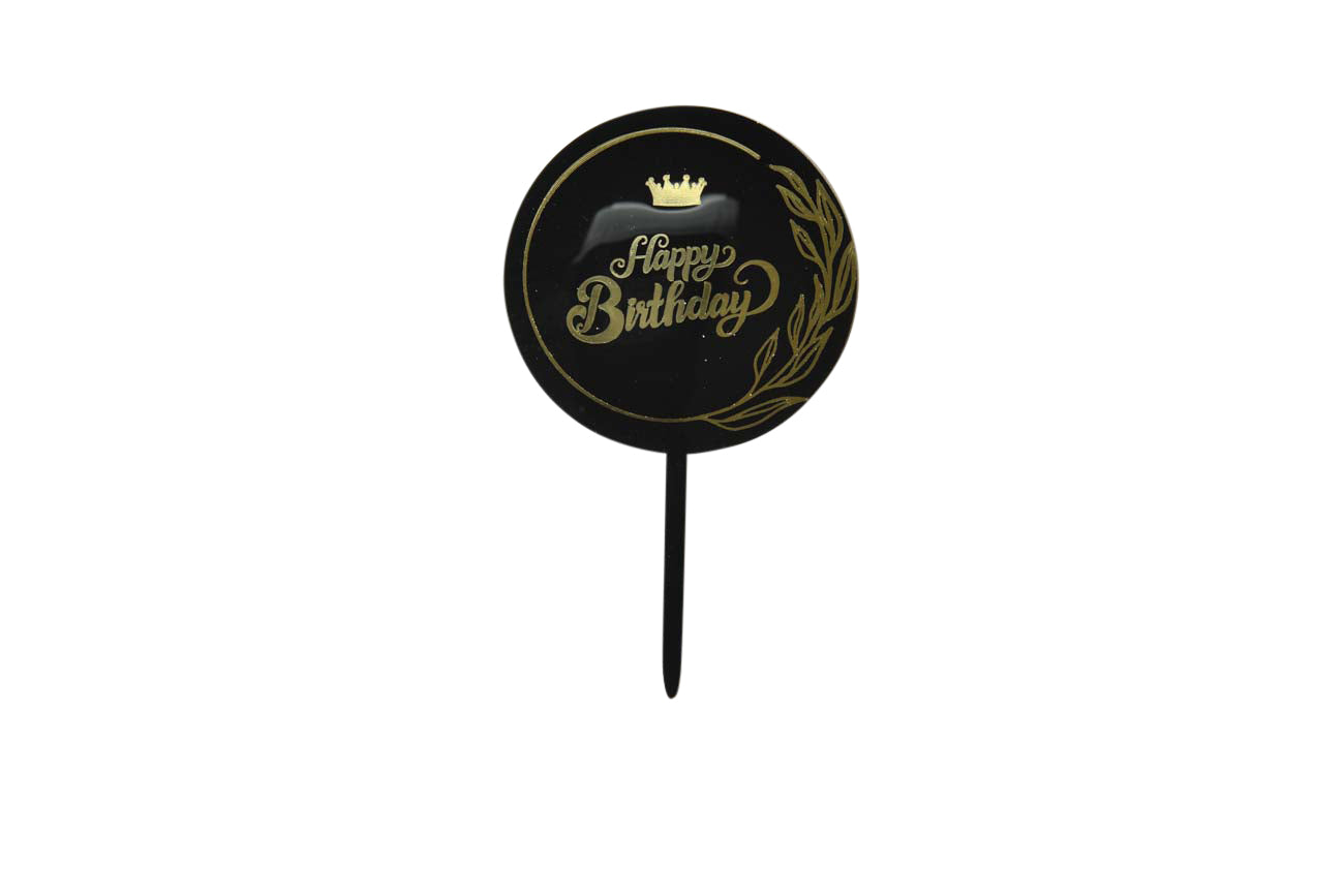 Black and Gold Plexi Happy Birthday Cake Toppers - My Store