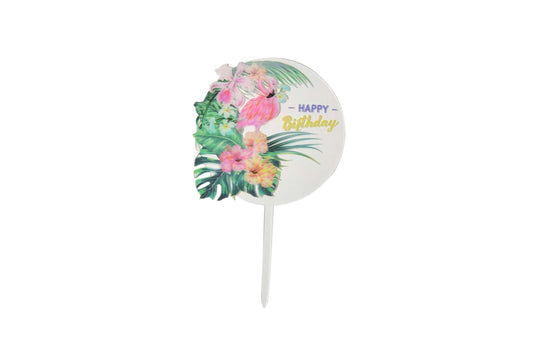 Flamingo Plexi Happy Birthday Cake Topper - My Store