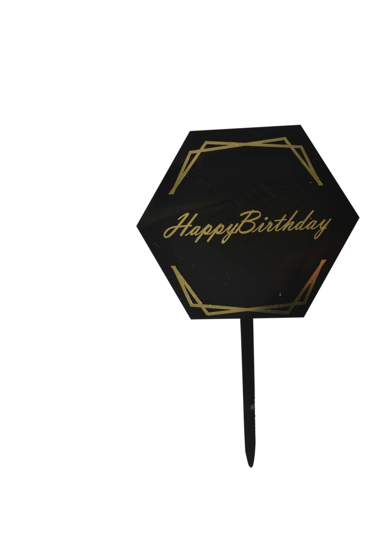 Black and Gold Plexi Happy Birthday Cake Toppers - My Store