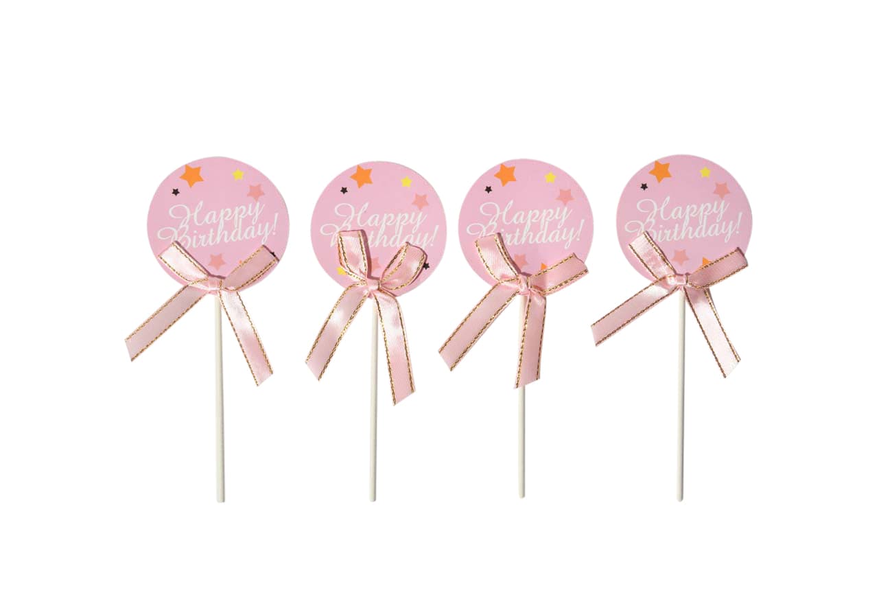 Happy Birthday Cake Toppers with Ribbons - My Store