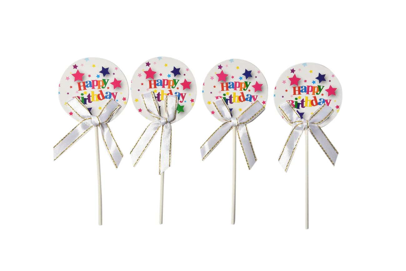 Happy Birthday Cake Toppers with Ribbons - My Store