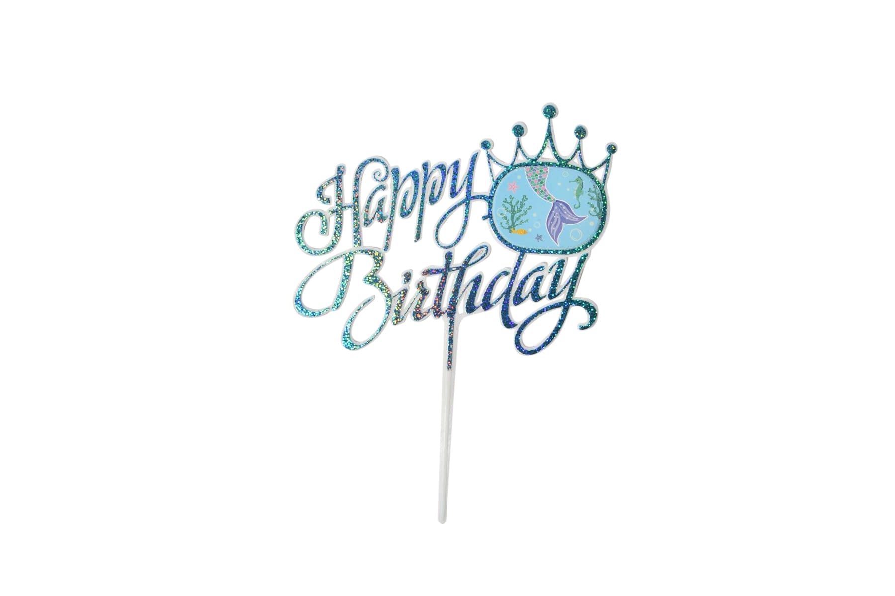 Blue Happy Birthday Crown Cake Topper - My Store