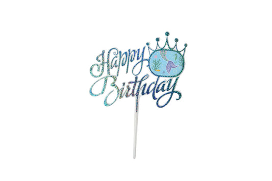 Blue Happy Birthday Crown Cake Topper - My Store