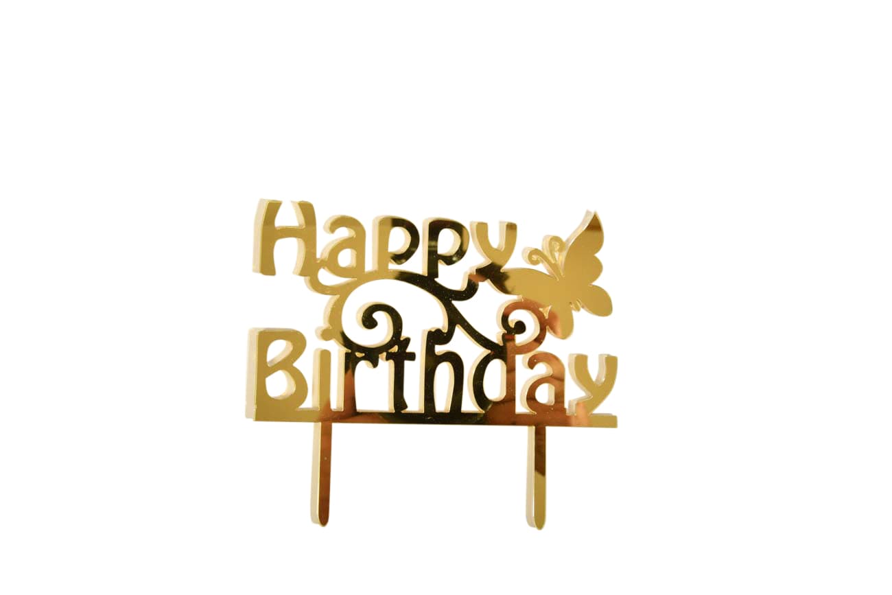 Happy Birthday Butterfly Plexi Cake Topper - My Store