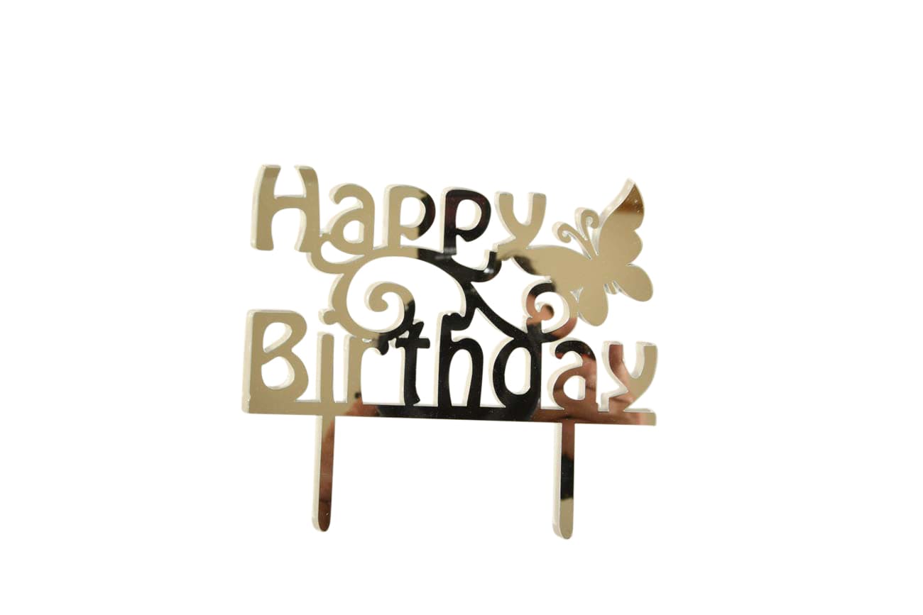 Happy Birthday Butterfly Plexi Cake Topper - My Store