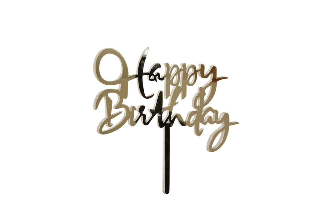 Happy Birthday Simple Plexi Cake Topper - My Store