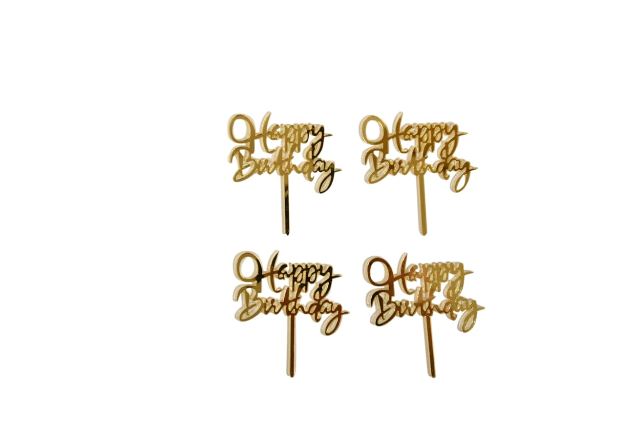 Happy Birthday Plexi Cupcake Toppers - My Store