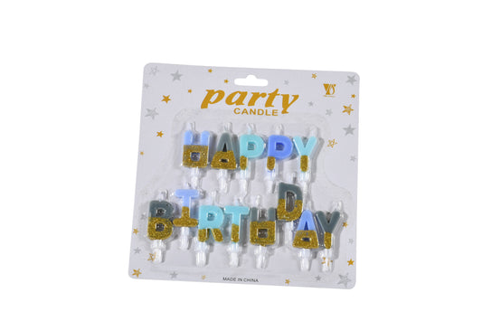 Half Gold Glitter Happy Birthday Candle Set