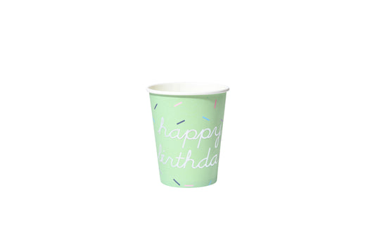 Green/Purple/Pink Pastel Happy Birthday Sprinkles Paper Cup - My Store