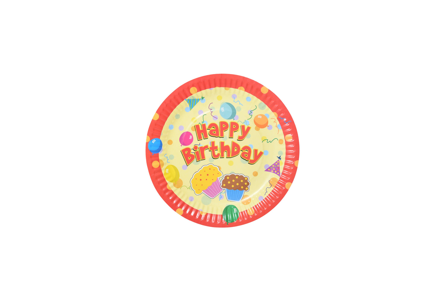 Happy Birthday Cupcake Yellow Paper Plate - My Store