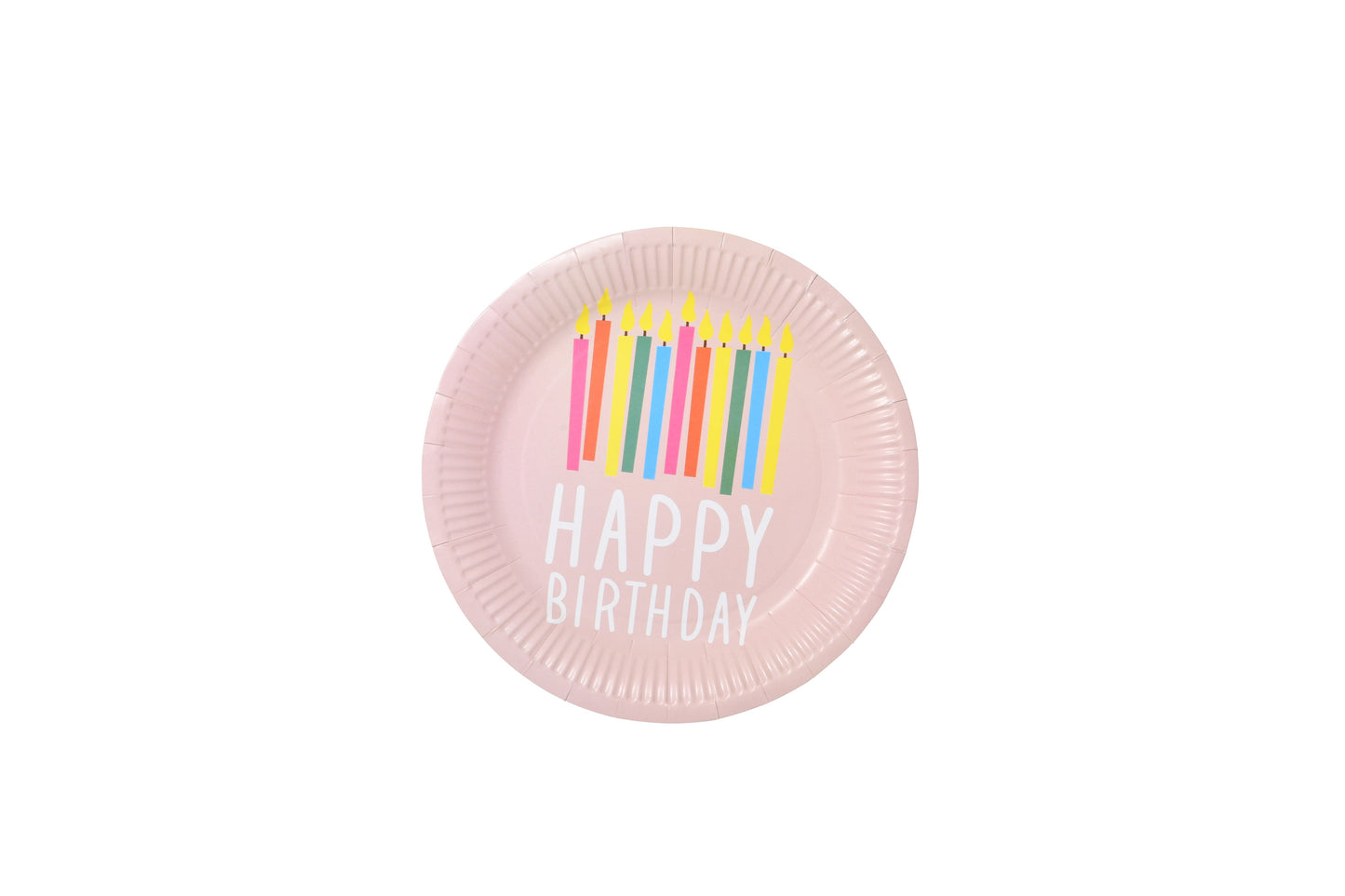 Happy Birthday Pink with Candles Design Paper Plate - My Store