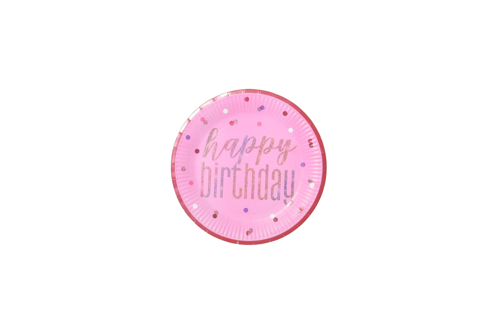 Happy Birthday Pink Paper Polka Dot Plates - My Store