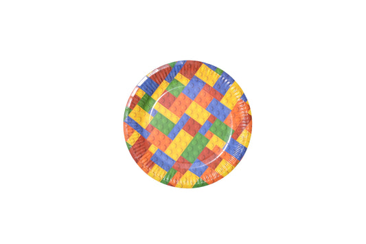 Multi Color Lego Brick Paper Plates - My Store