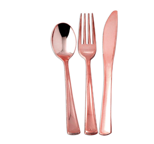 Pack of 12 Shiny Rose Gold Cutlery