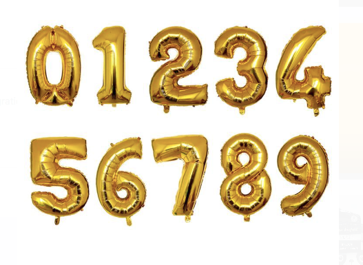 32 Inch Gold Foil Number Balloon