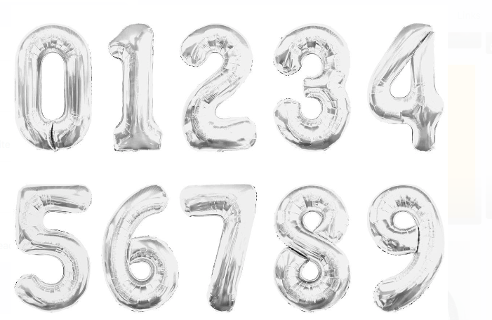 32 Inch Silver Foil Number Balloon